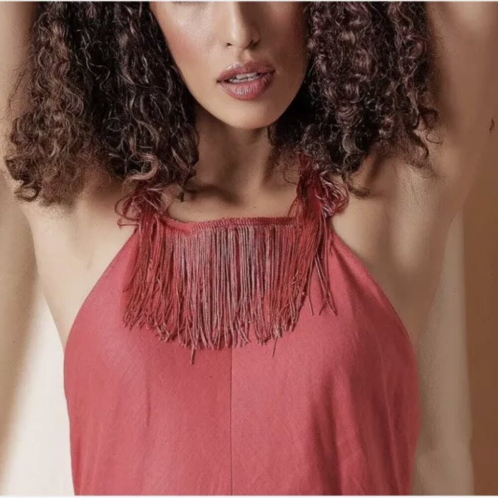Zara Linen Dress with Fringe Limited Edition - Picture 2 of 8